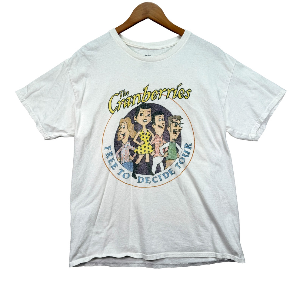 The Cranberries Free To Decide Tour White Ireland 90s Rock Flintstones Shirt M